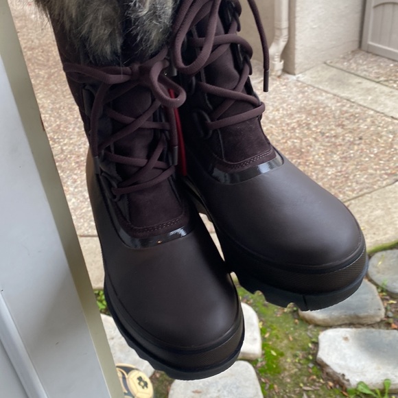 NWT SOREL Joan Of Arctic Next Faux Fur Waterproof Snow Boot In Blackened Brown - Picture 4 of 10